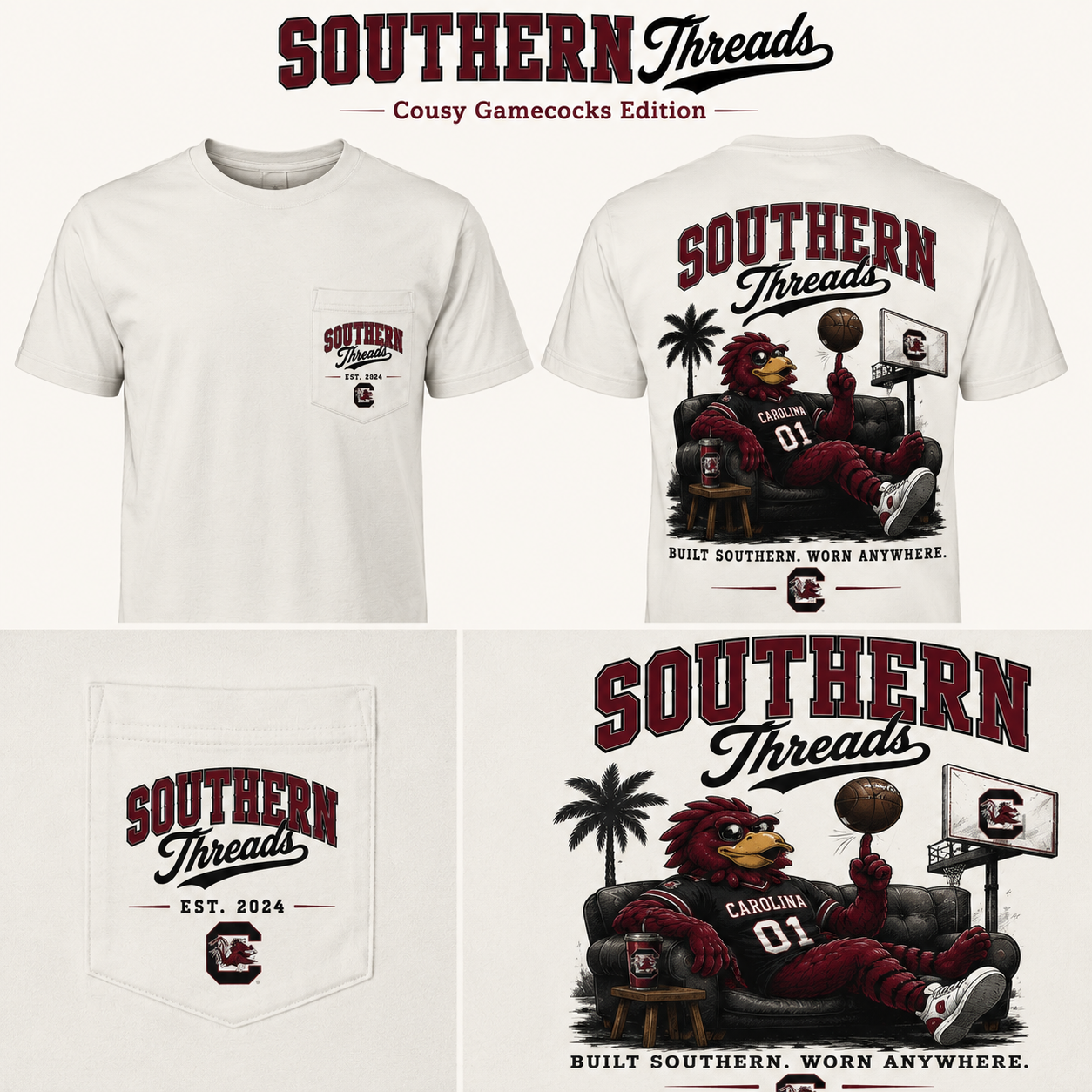 Southern Threads SC Gamecocks Cozy Edition Short Sleeve T-Shirt